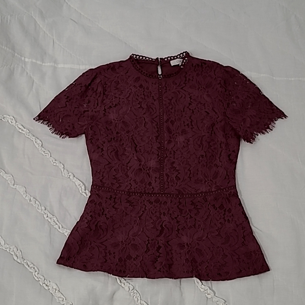 Women's Oasis Burgundy Lace Top Size US 2 UK 6 NWOT